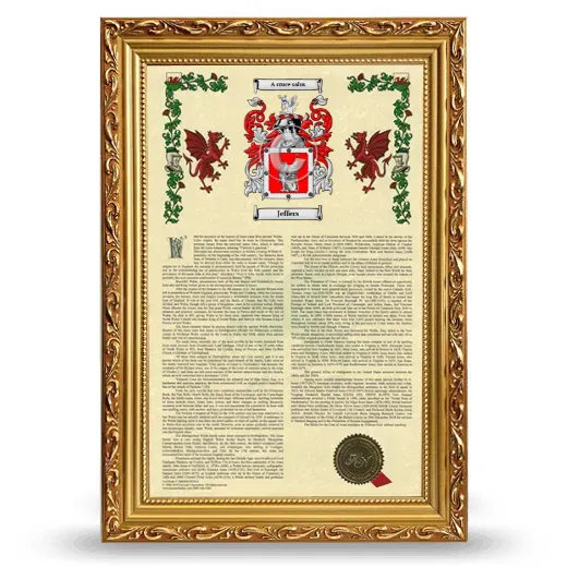 Jeffers Armorial History Framed - Gold