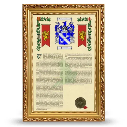 Jennison Armorial History Framed - Gold