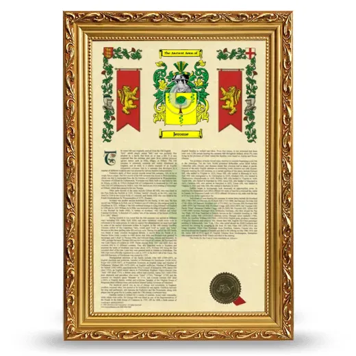 Jerome Armorial History Framed - Gold