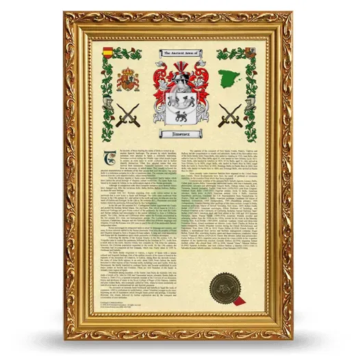Jimenez Armorial History Framed - Gold