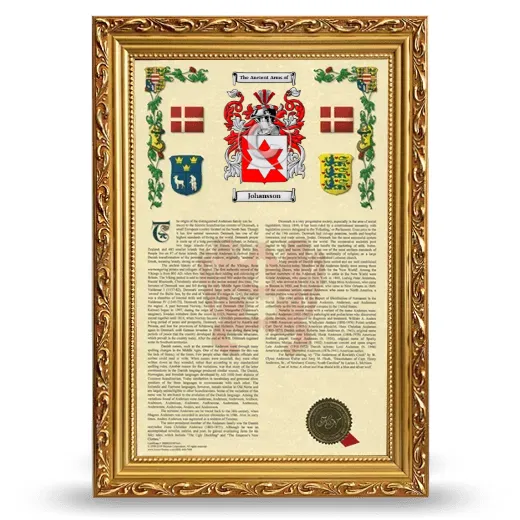 Johansson Armorial History Framed - Gold