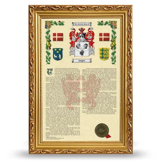 Jurgen Armorial History Framed - Gold