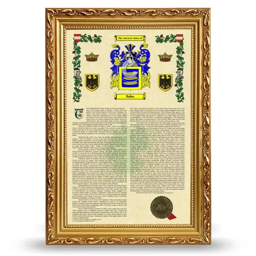 Kahn Armorial History Framed - Gold