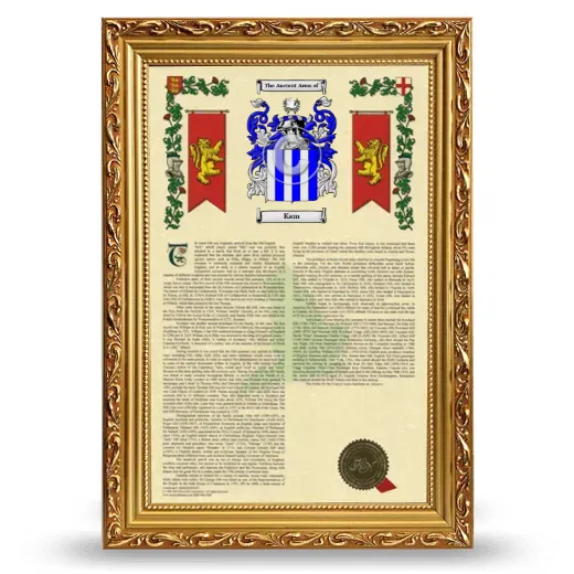 Kam Armorial History Framed - Gold