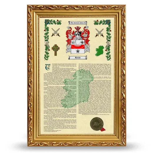 Kania Armorial History Framed - Gold