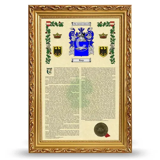 Karp Armorial History Framed - Gold