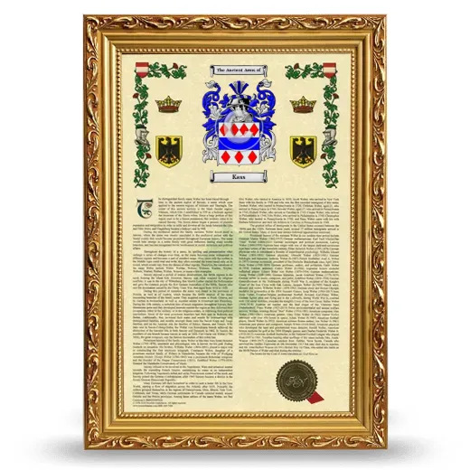 Kass Armorial History Framed - Gold