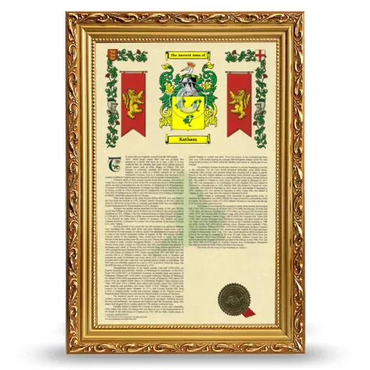 Katham Armorial History Framed - Gold