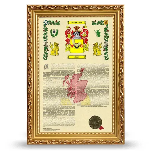 Kayn Armorial History Framed - Gold