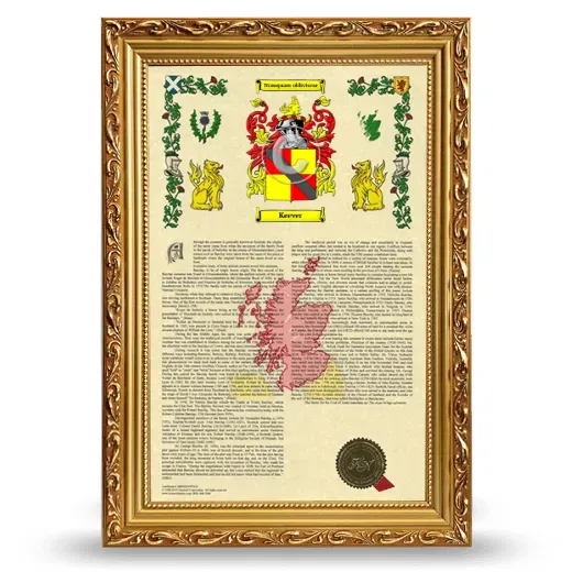 Keever Armorial History Framed - Gold