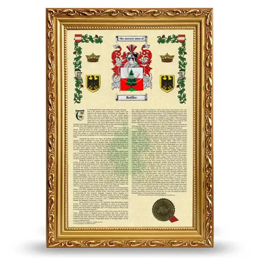 Keiffer Armorial History Framed - Gold
