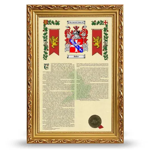 Kelce Armorial History Framed - Gold