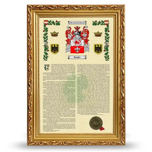 Kemler Armorial History Framed - Gold