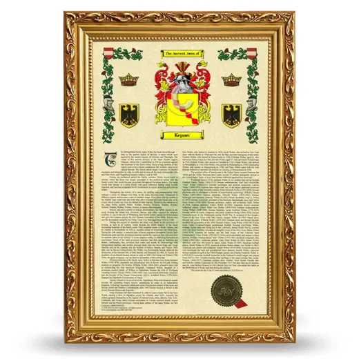 Kepner Armorial History Framed - Gold