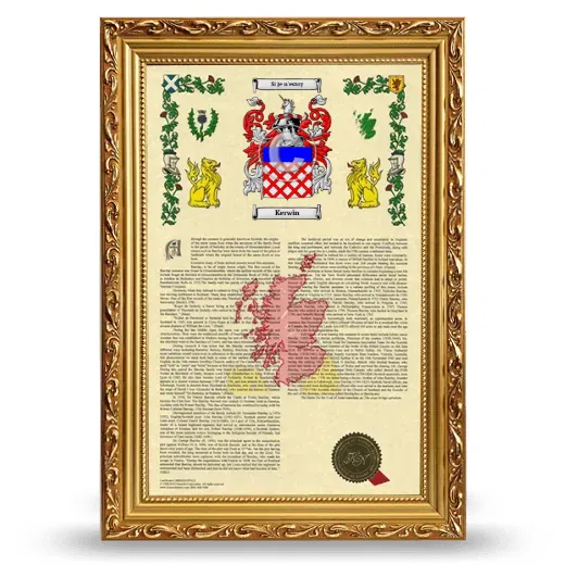 Kerwin Armorial History Framed - Gold