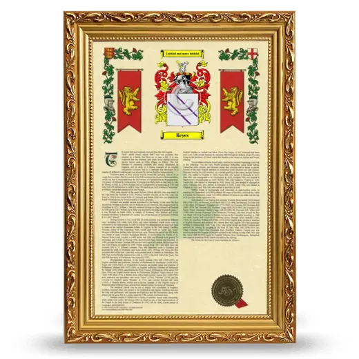 Keyes Armorial History Framed - Gold