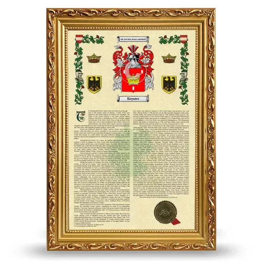 Keysers Armorial History Framed - Gold