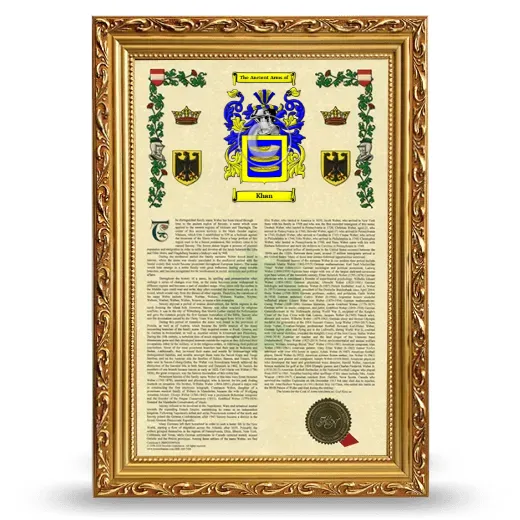 Khan Armorial History Framed - Gold