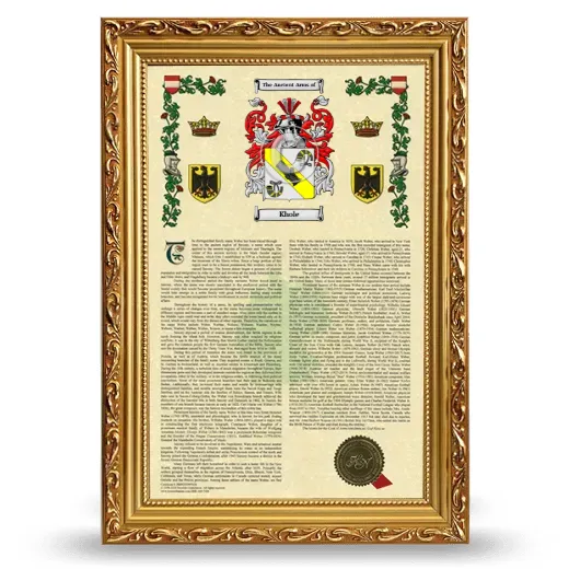 Khole Armorial History Framed - Gold
