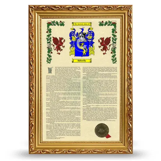 Kidwelly Armorial History Framed - Gold