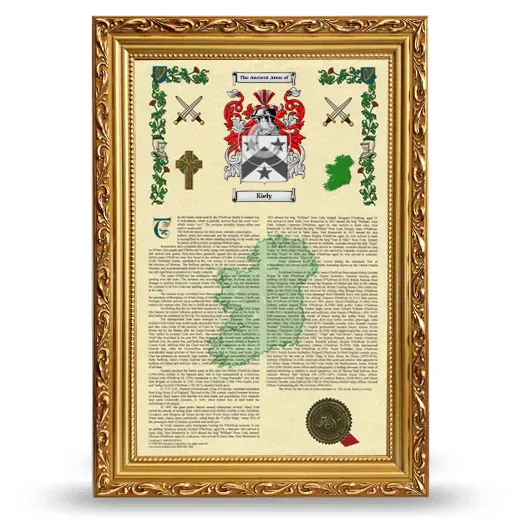 Kiely Armorial History Framed - Gold