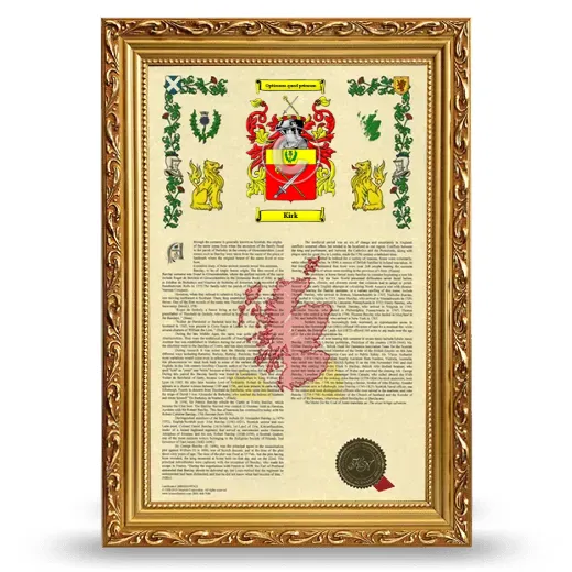 Kirk Armorial History Framed - Gold