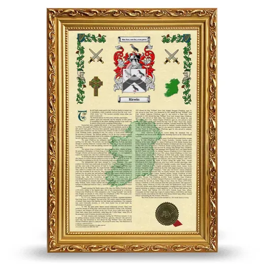 Kirwin Armorial History Framed - Gold
