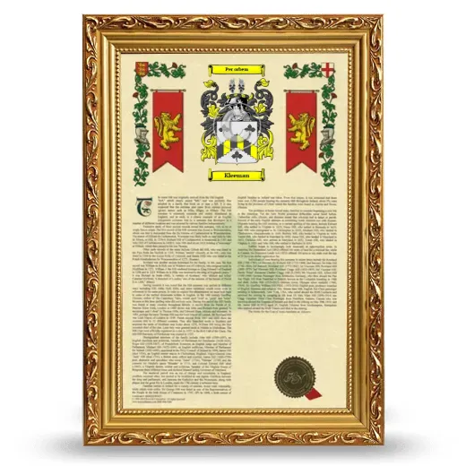 Kleeman Armorial History Framed - Gold