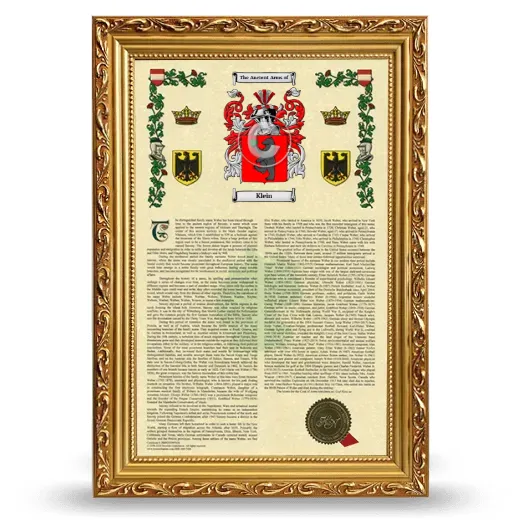 Klein Armorial History Framed - Gold