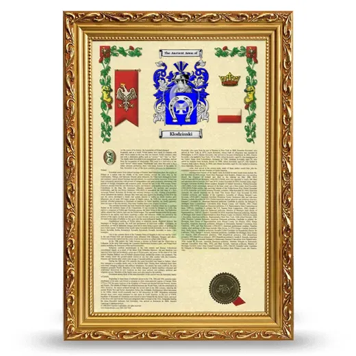 Klodzinski Armorial History Framed - Gold