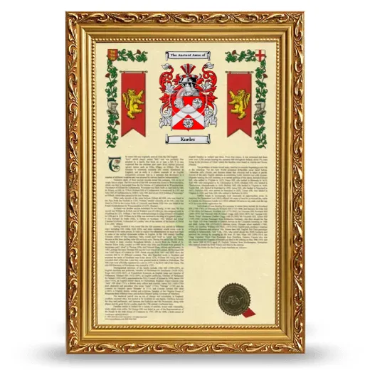 Kneler Armorial History Framed - Gold