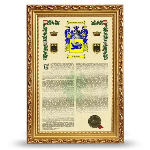 Knutson Armorial History Framed - Gold