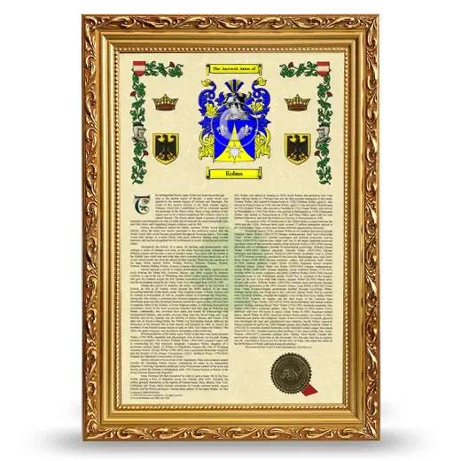 Kobus Armorial History Framed - Gold