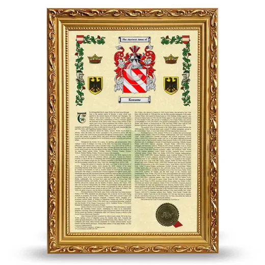 Kossow Armorial History Framed - Gold