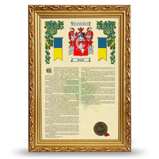 Kostak Armorial History Framed - Gold