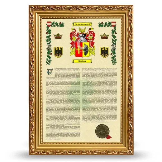 Kostner Armorial History Framed - Gold