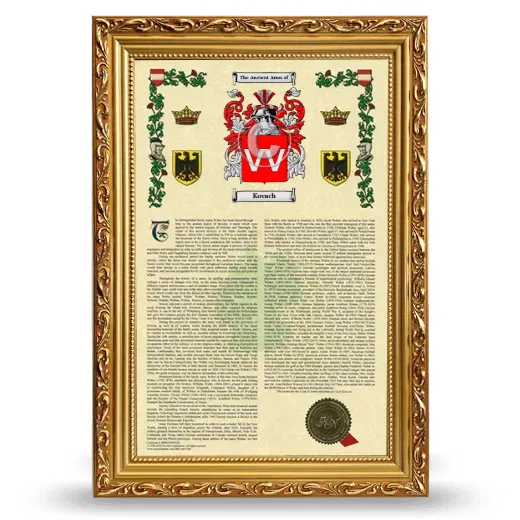 Kovach Armorial History Framed - Gold
