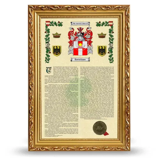 Kretschmer Armorial History Framed - Gold