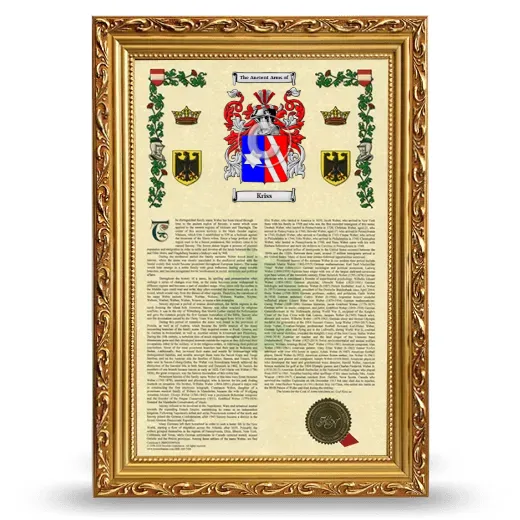 Kriss Armorial History Framed - Gold