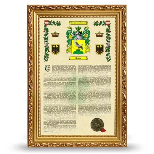 Krohe Armorial History Framed - Gold