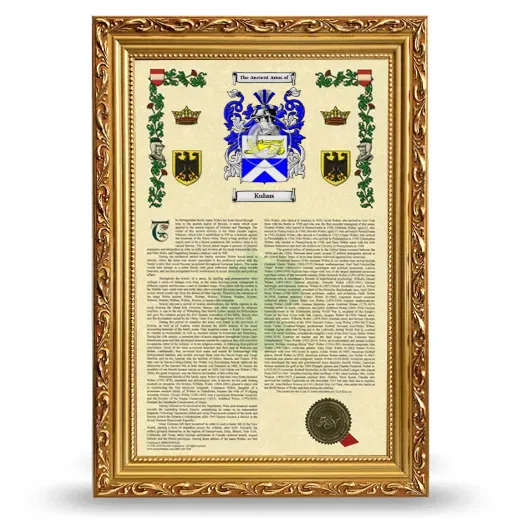 Kuhns Armorial History Framed - Gold