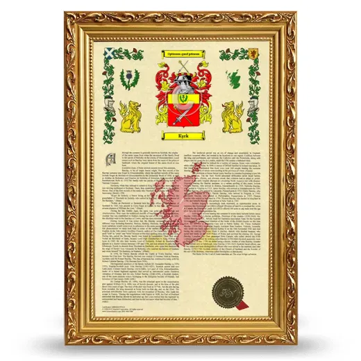Kyrk Armorial History Framed - Gold