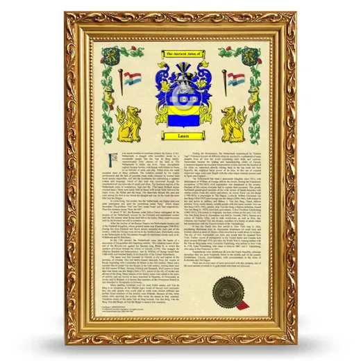 Laan Armorial History Framed - Gold
