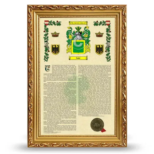 Laar Armorial History Framed - Gold