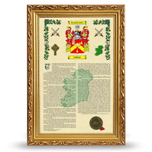 Labbott Armorial History Framed - Gold