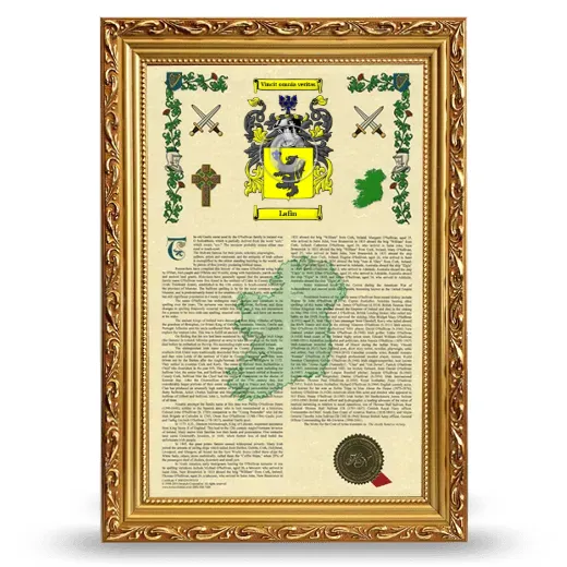 Lafin Armorial History Framed - Gold