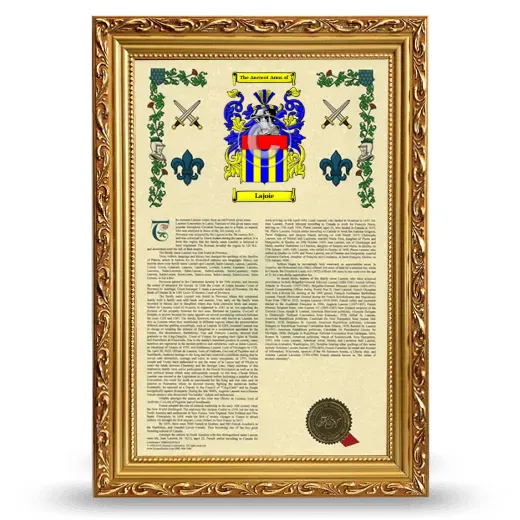 Lajoie Armorial History Framed - Gold