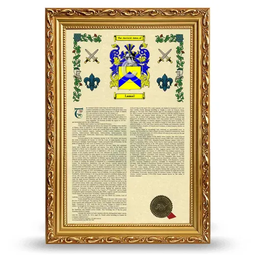 Lamal Armorial History Framed - Gold
