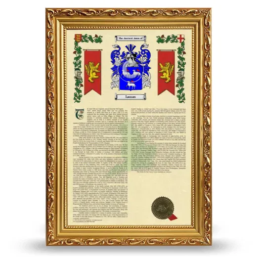 Lamas Armorial History Framed - Gold