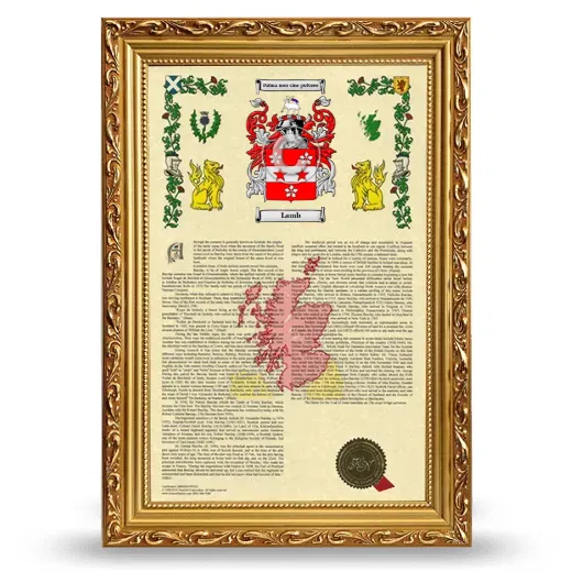 Lamb Armorial History Framed - Gold